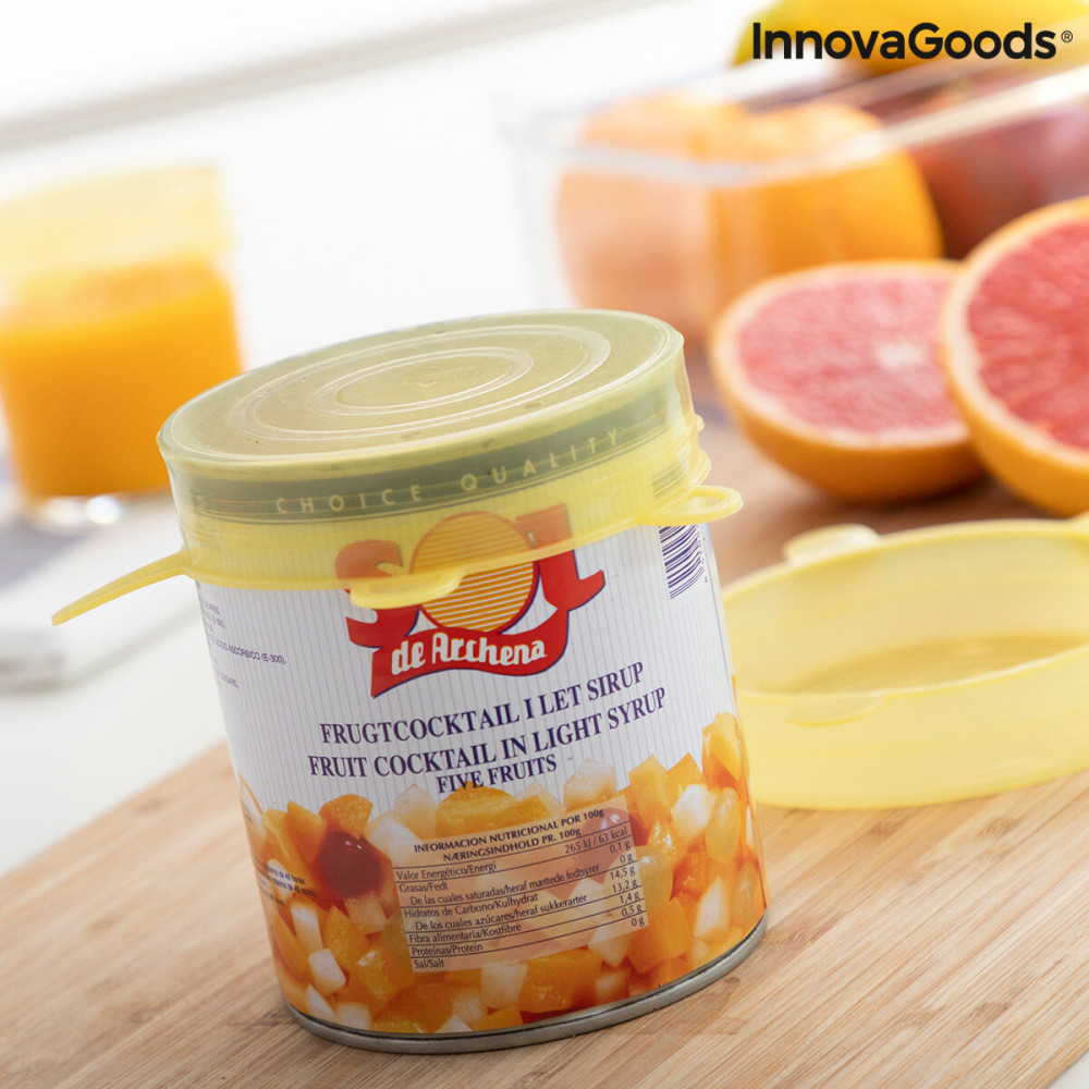 Set of 10 Reusable and Adjustable Kitchen Lids Lilyd InnovaGoods Silicone Yellow (Refurbished A)