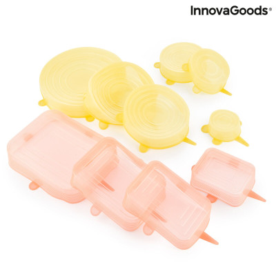 Set of 10 Reusable and Adjustable Kitchen Lids Lilyd InnovaGoods Silicone Yellow (Refurbished A)