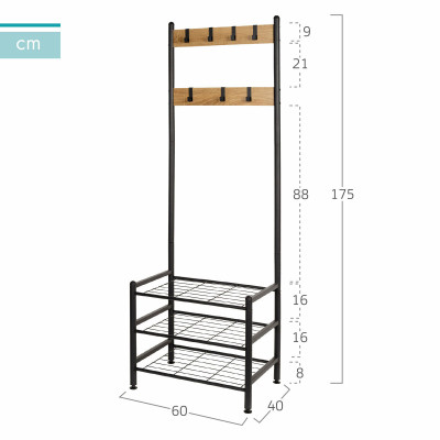 Coat rack with shelf Max Home Black (Refurbished A)