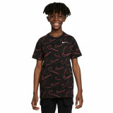 Child's Short Sleeve T-Shirt Nike Sportswear AOP Black