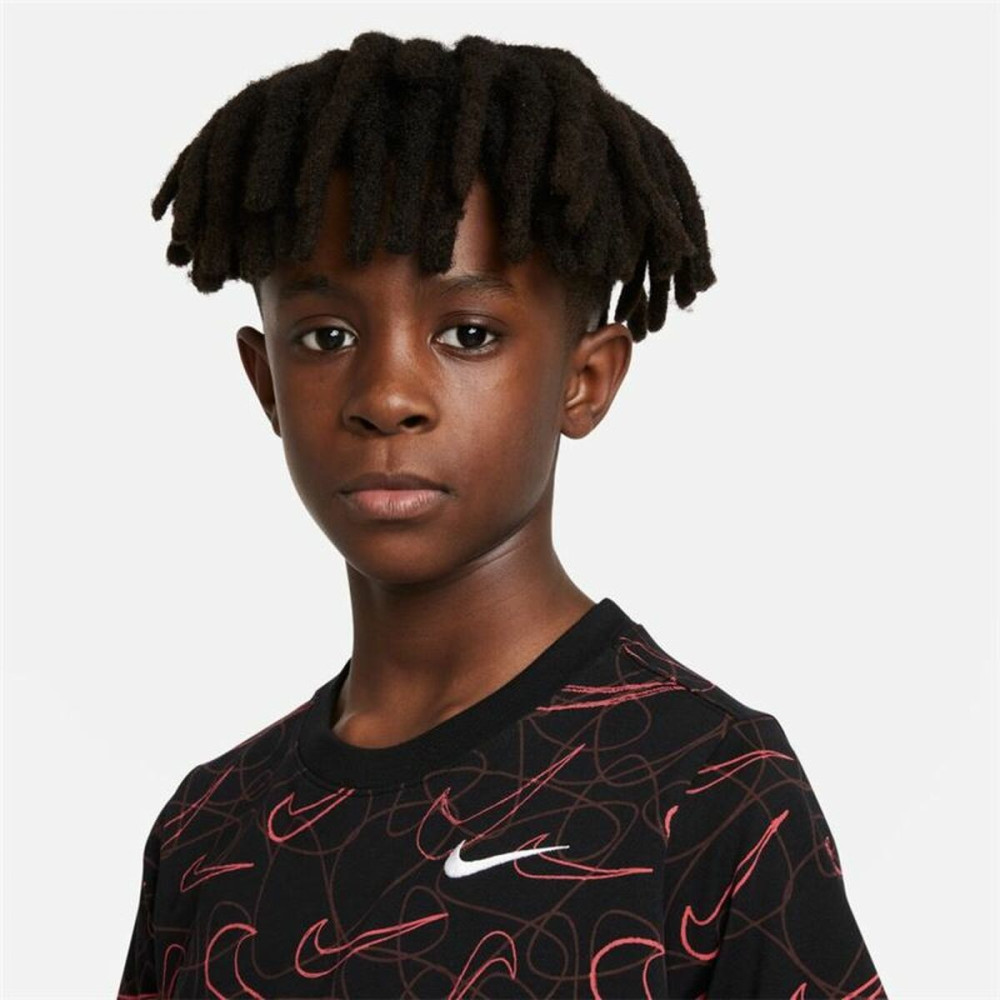 Child's Short Sleeve T-Shirt Nike Sportswear AOP Black
