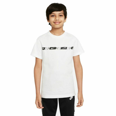 Child's Short Sleeve T-Shirt Nike B-Repeat White