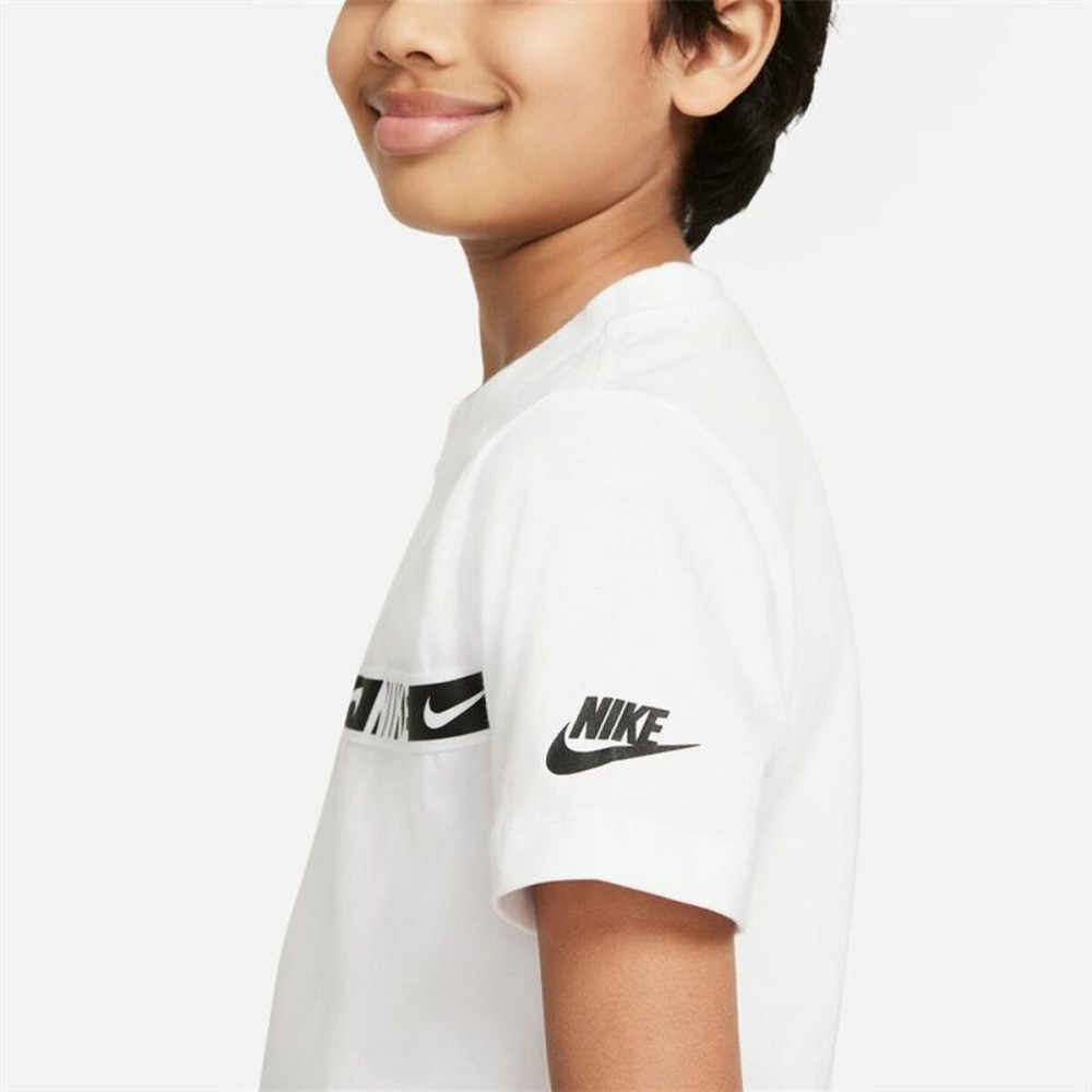 Child's Short Sleeve T-Shirt Nike B-Repeat White