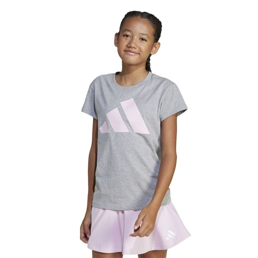 Child's Short Sleeve T-Shirt Adidas JC9626 Light grey