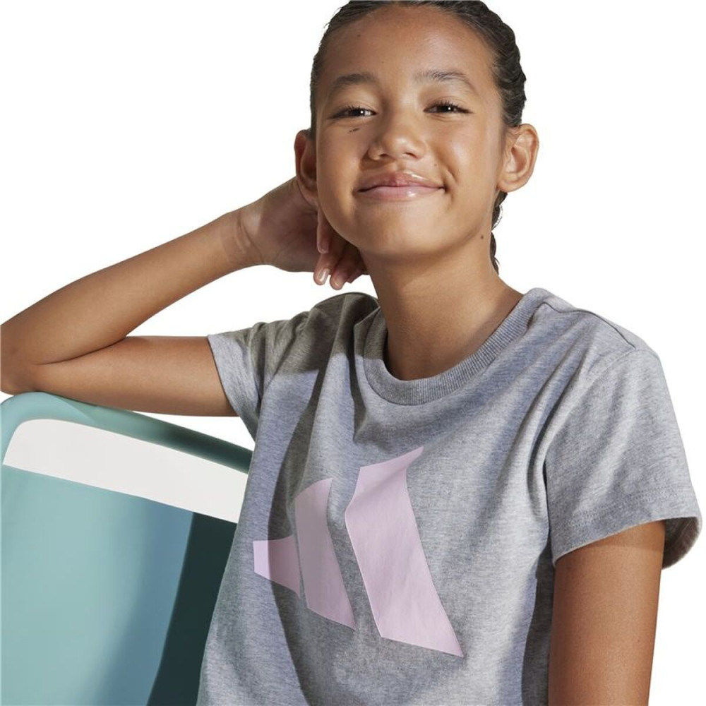 Child's Short Sleeve T-Shirt Adidas JC9626 Light grey