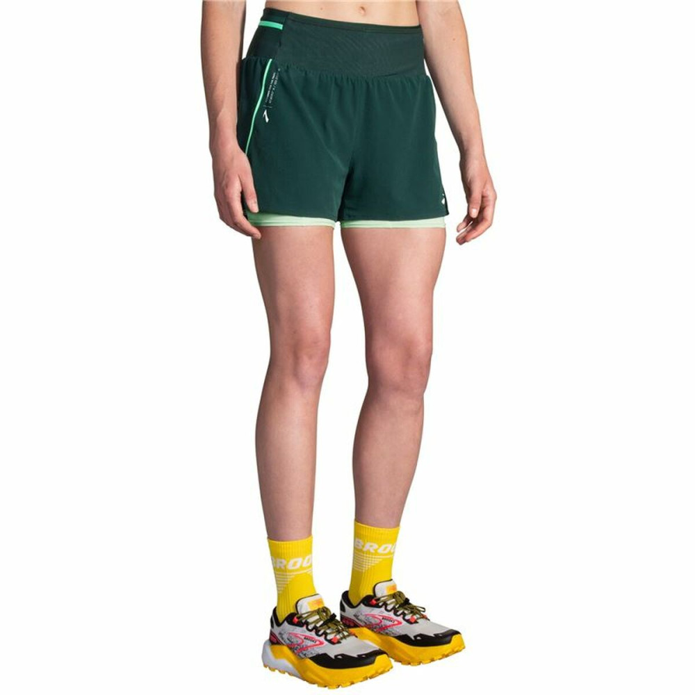 Sports Shorts for Women Brooks High Point 3" 2-in-1 2.0 Green