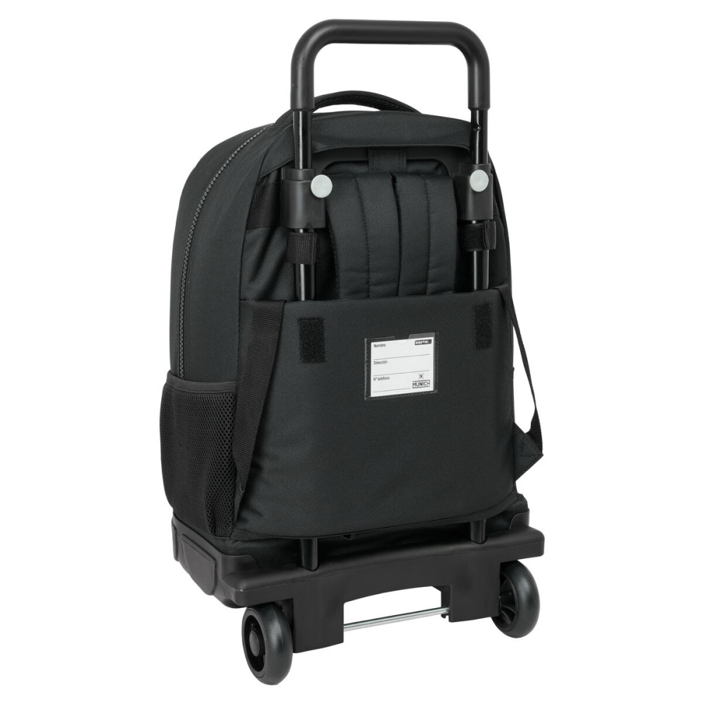 School Rucksack with Wheels Munich Topo Black 33 x 45 x 22 cm