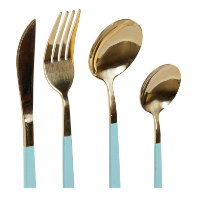 Cutlery set DKD Home Decor Green Golden Stainless steel 1,5 x 0,5 x 22,3 cm 16 Pieces