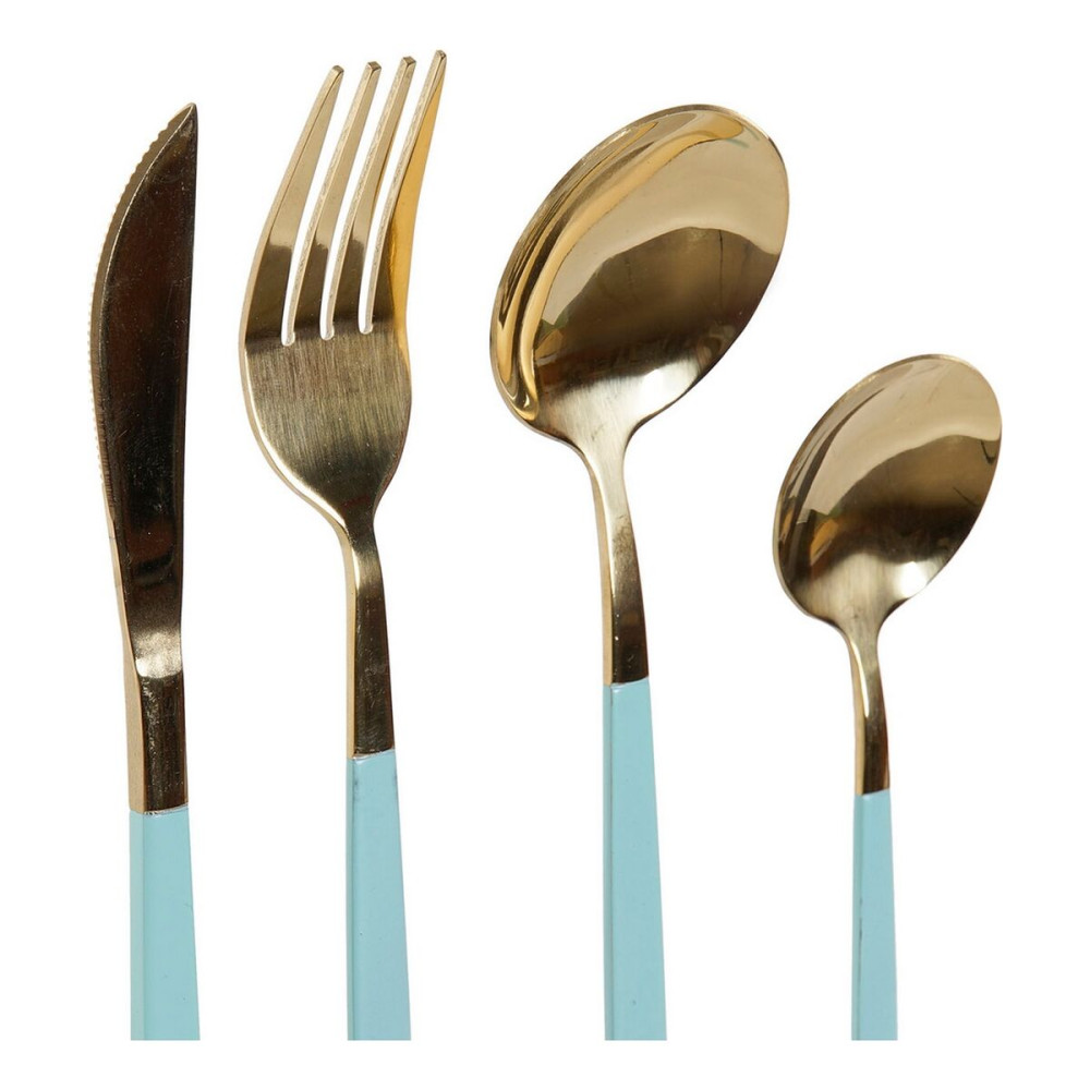 Cutlery set DKD Home Decor Green Golden Stainless steel 1,5 x 0,5 x 22,3 cm 16 Pieces