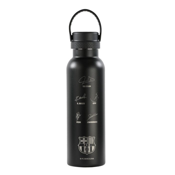 Thermal Bottle F.C. Barcelona Black Black Silicone Stainless steel