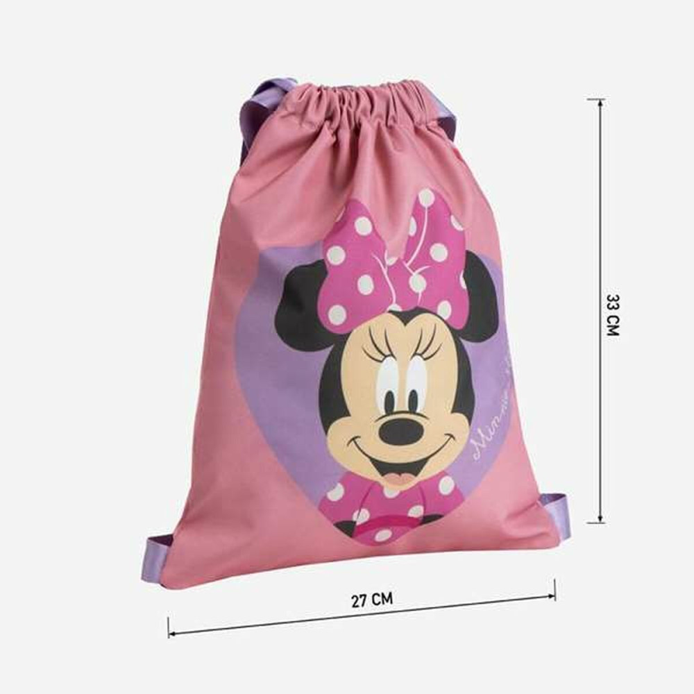 Backpack with Strings Minnie Mouse Pink 27 x 33 cm