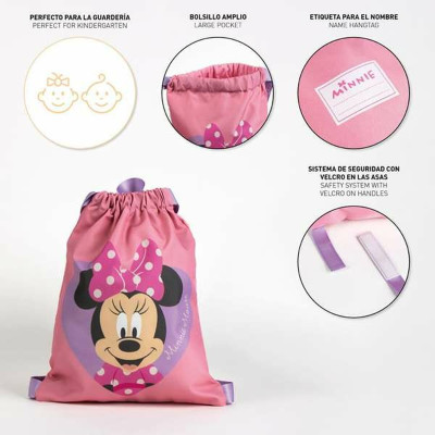 Backpack with Strings Minnie Mouse Pink 27 x 33 cm