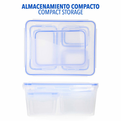 Set of Stackable Hermetically-sealed Kitchen Containers Max Home 27 x 12 x 20 cm 6 Units