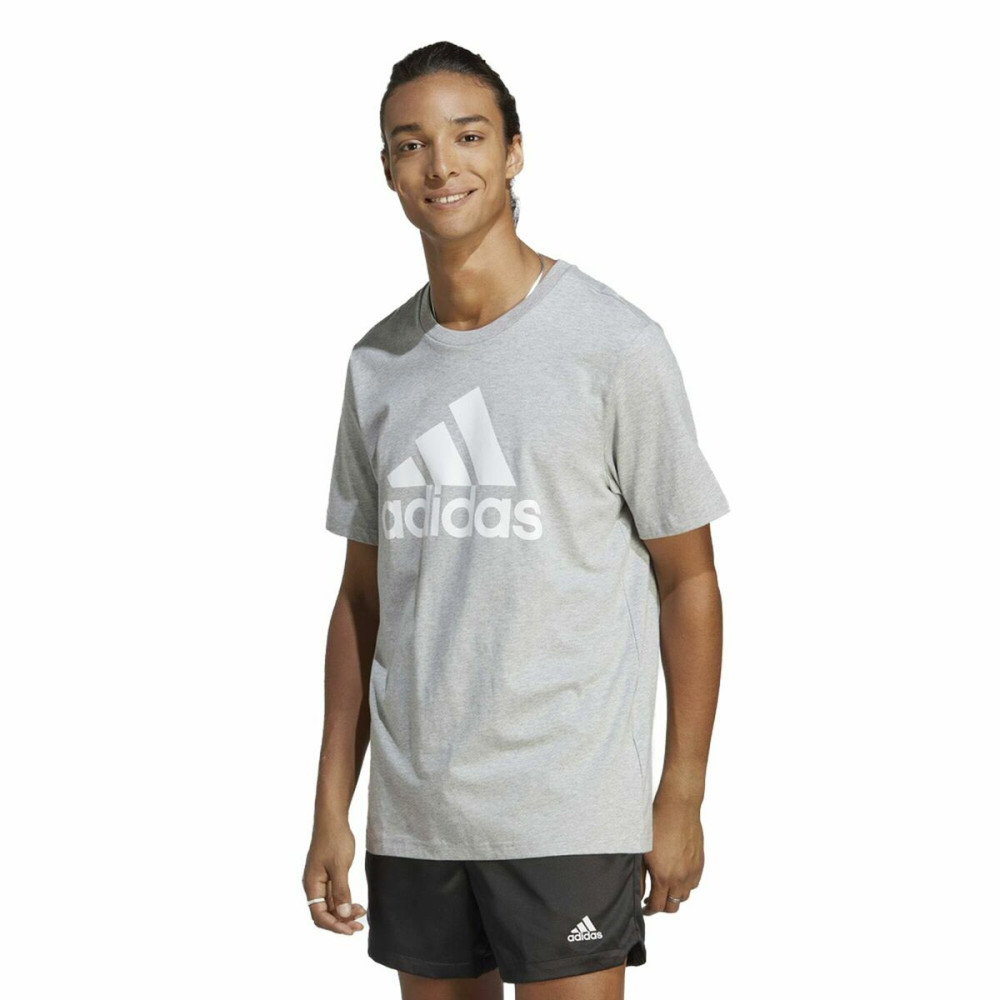 Men’s Short Sleeve T-Shirt Adidas Essentials Single Big Logo Grey Light grey