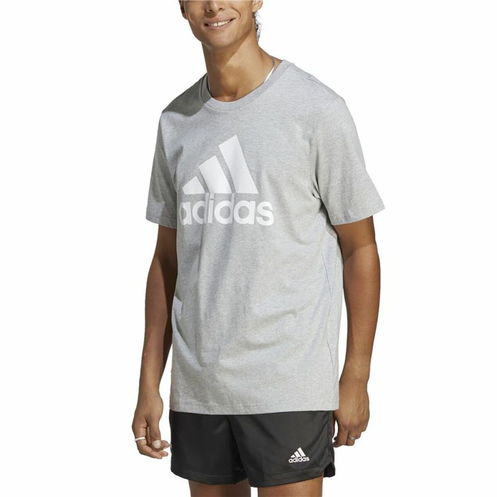 Men’s Short Sleeve T-Shirt Adidas Essentials Single Big Logo Grey Light grey