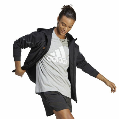 Men’s Short Sleeve T-Shirt Adidas Essentials Single Big Logo Grey Light grey