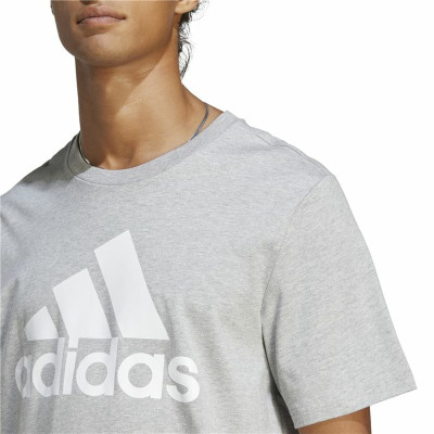 Men’s Short Sleeve T-Shirt Adidas Essentials Single Big Logo Grey Light grey