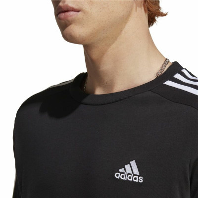 Men’s Short Sleeve T-Shirt Adidas Essentials Single 3 Bandas Black