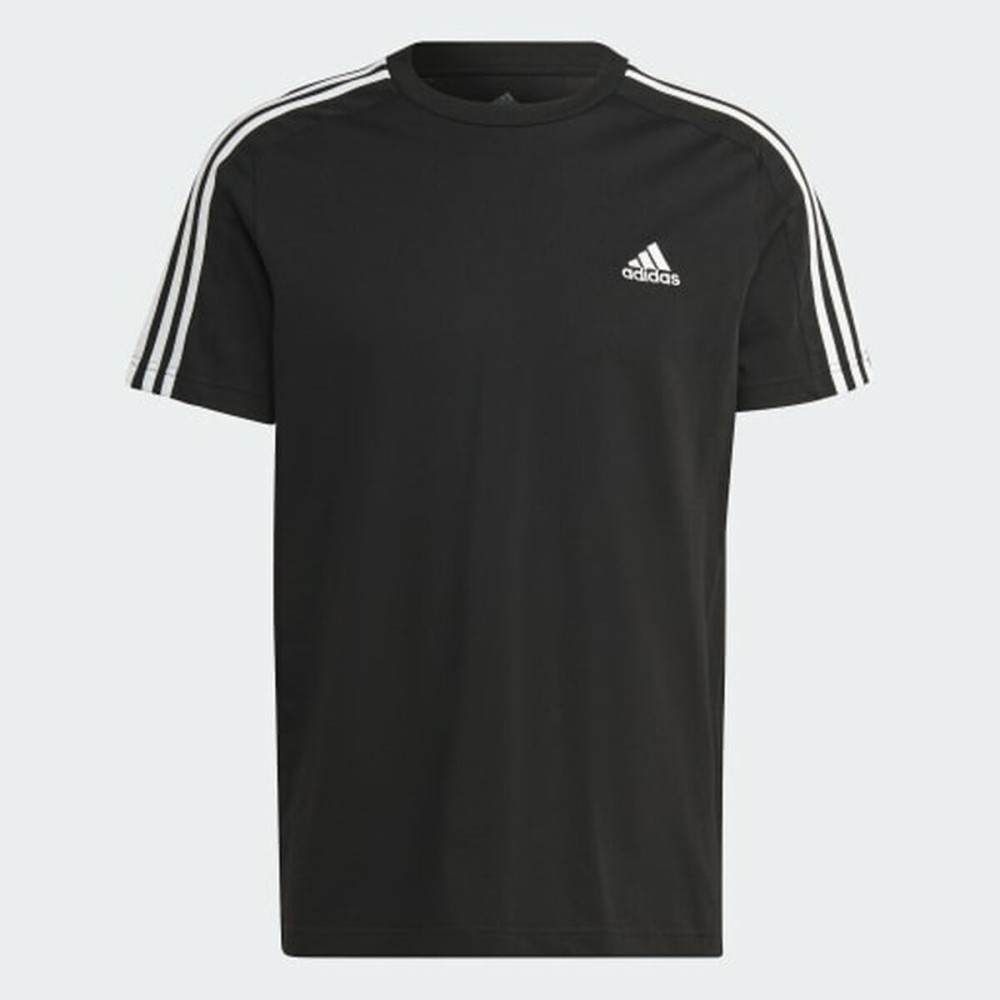 Men’s Short Sleeve T-Shirt Adidas Essentials Single 3 Bandas Black