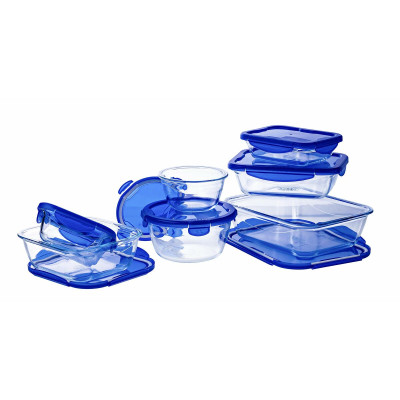 Food Preservation Container Pyrex Blue Transparent Circular 1,6 L (6 Pieces)