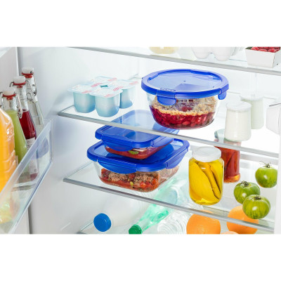 Food Preservation Container Pyrex Blue Transparent Circular 1,6 L (6 Pieces)
