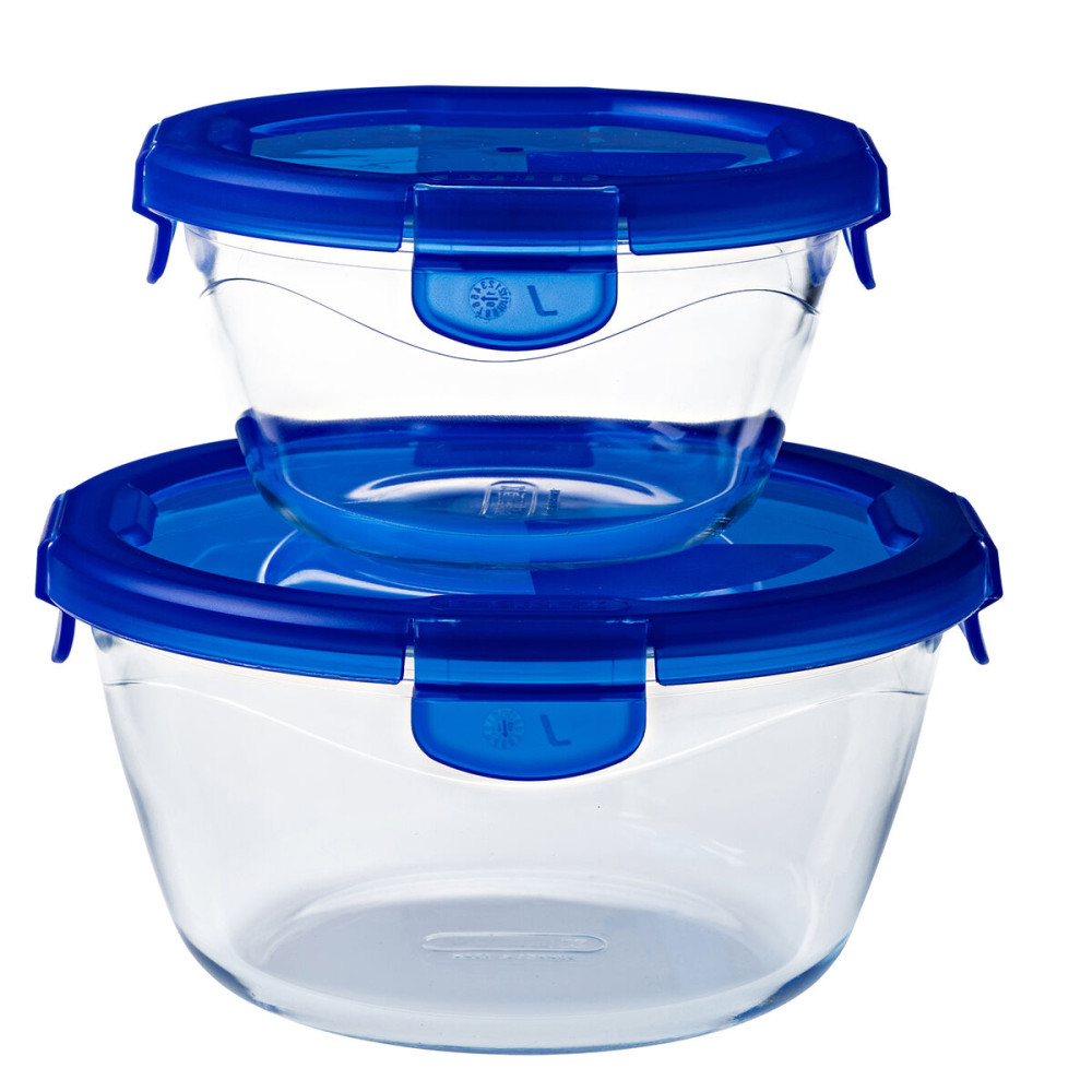 Food Preservation Container Pyrex Blue Transparent Circular 1,6 L (6 Pieces)