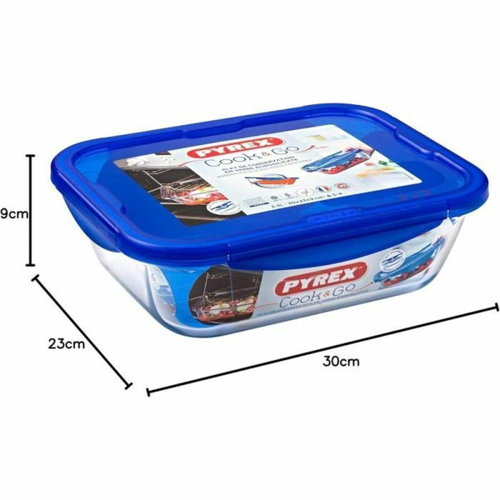 Food Preservation Container Pyrex Blue Transparent Rectangular