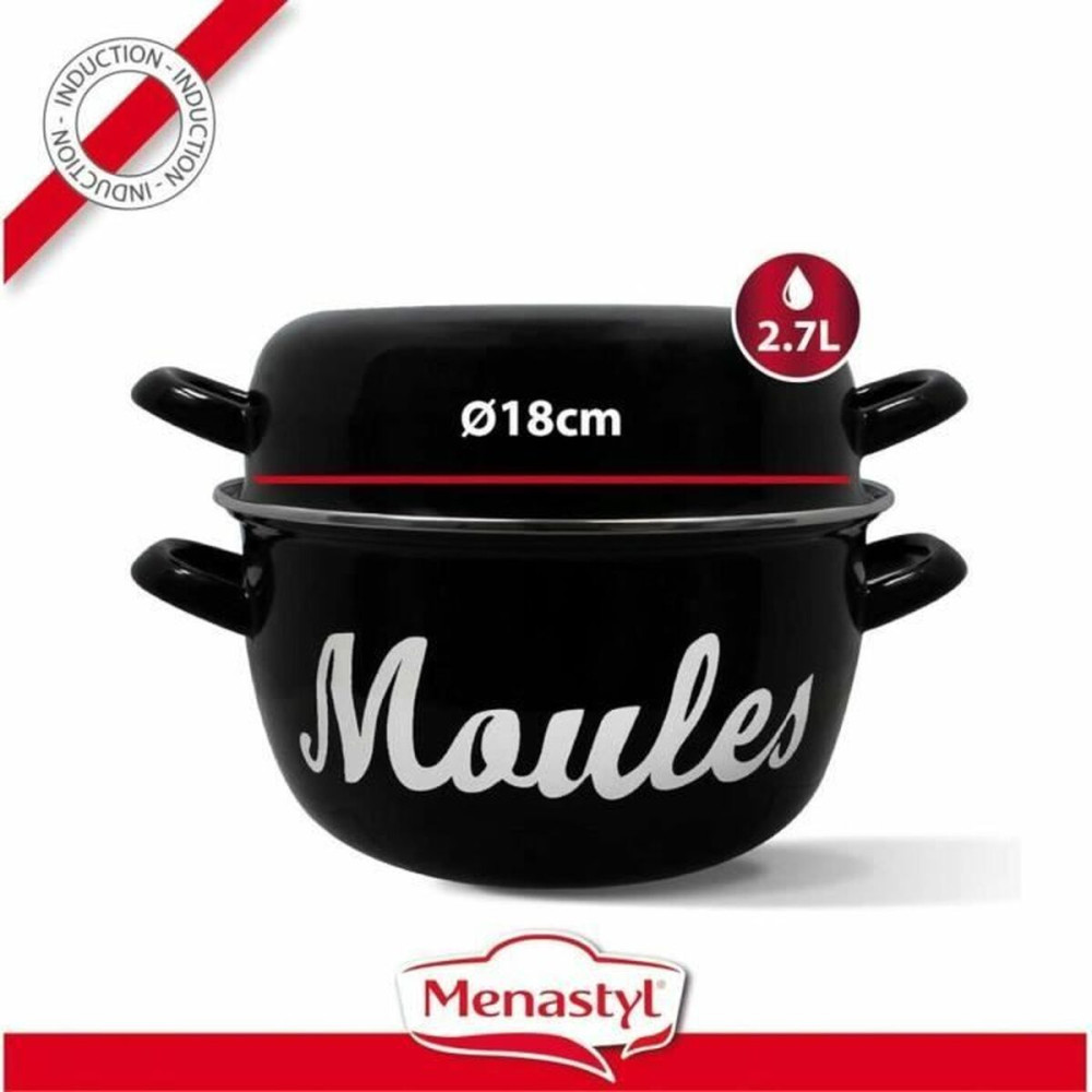 Pan Menastyl Black Glazed enamelled steel
