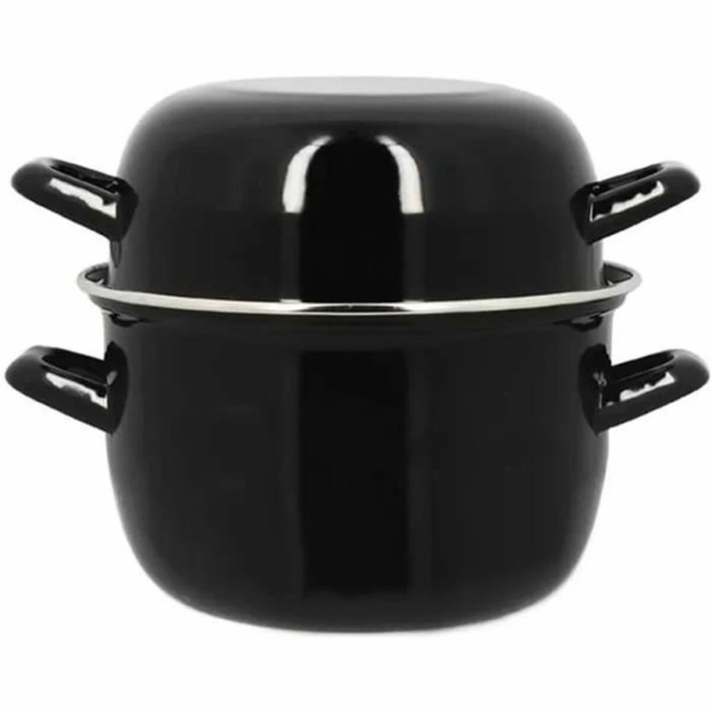 Casserole with Lid Menastyl Black Glazed enamelled steel 2 Pieces