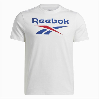 Men’s Short Sleeve T-Shirt Reebok Identity Big Stacked Logo White