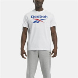 Men’s Short Sleeve T-Shirt Reebok Identity Big Stacked Logo White
