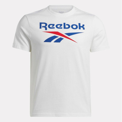 Men’s Short Sleeve T-Shirt Reebok Identity Big Stacked Logo White
