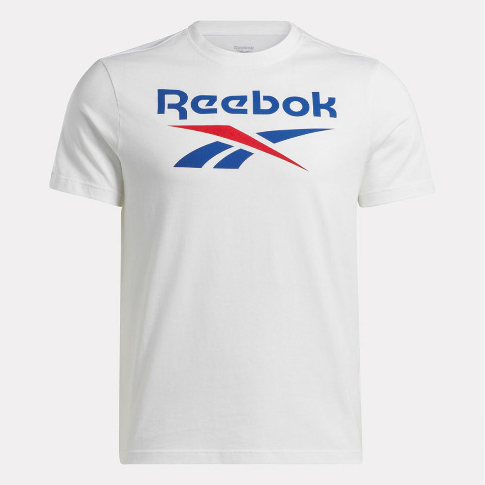 Men’s Short Sleeve T-Shirt Reebok Identity Big Stacked Logo White