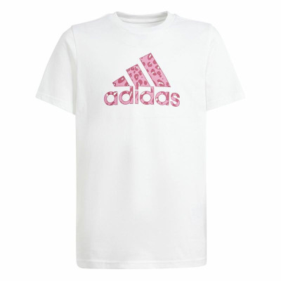 Child's Short Sleeve T-Shirt Adidas G Animal White