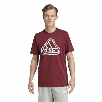 Men’s Short Sleeve T-Shirt Adidas Fld Bos Brown Maroon
