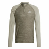 Men’s Long Sleeve T-Shirt Adidas Gym+ 3 Bandas 1/4Zip Brown