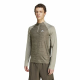 Men’s Long Sleeve T-Shirt Adidas Gym+ 3 Bandas 1/4Zip Brown