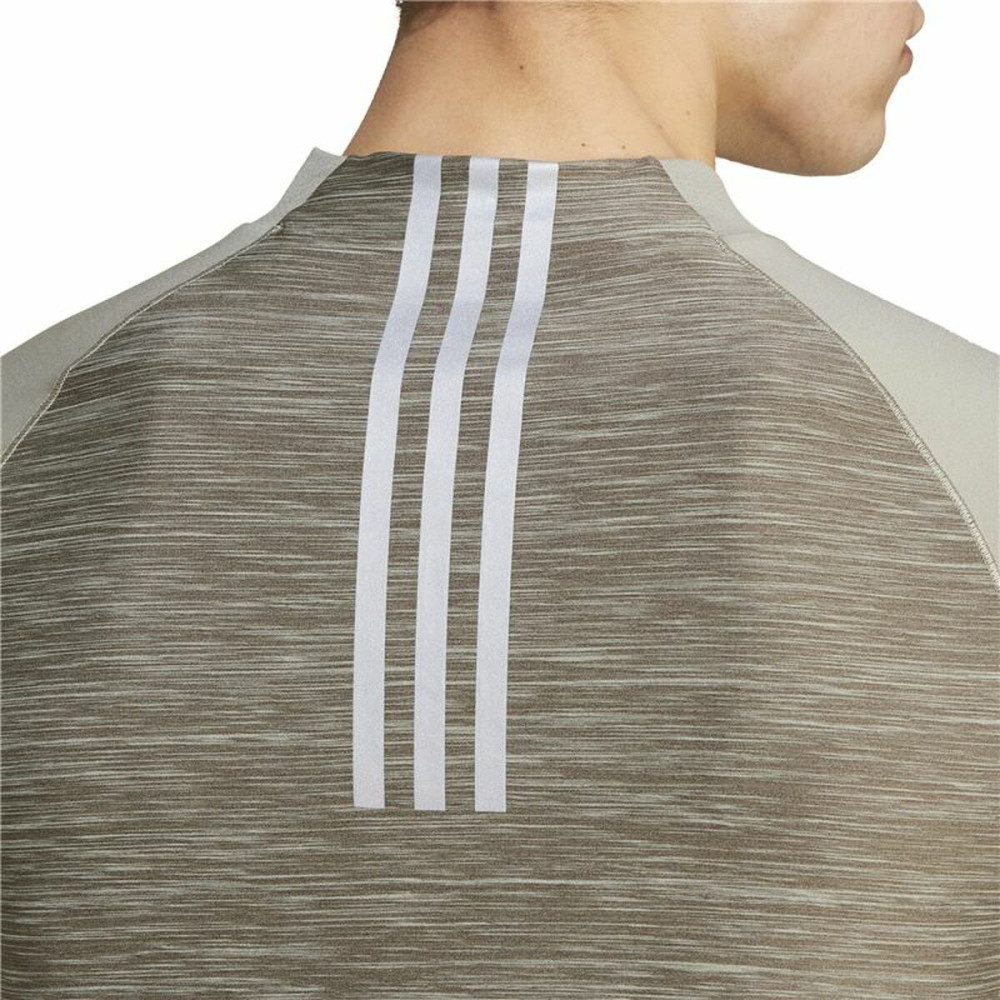 Men’s Long Sleeve T-Shirt Adidas Gym+ 3 Bandas 1/4Zip Brown