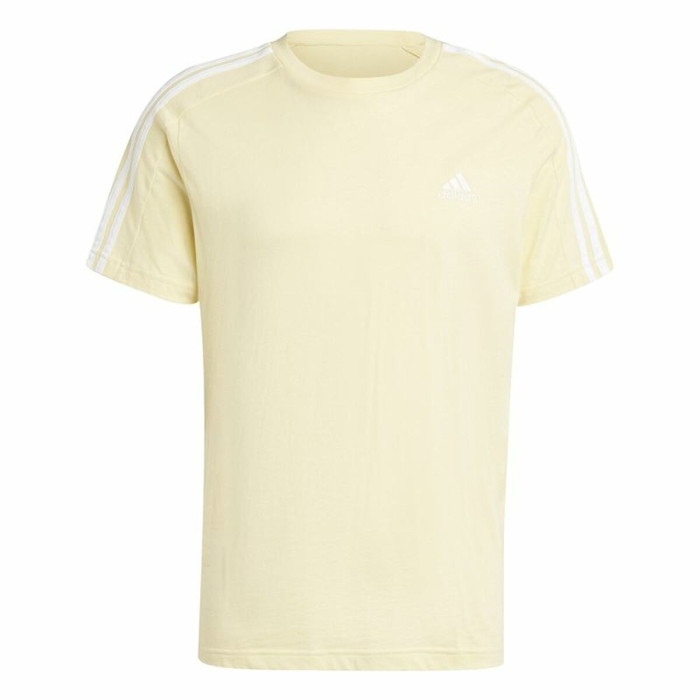 Men’s Short Sleeve T-Shirt Adidas Essentials Single Jersey 3-Stripes Yellow