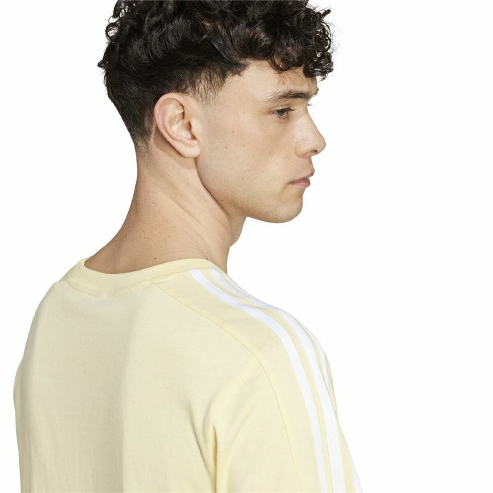 Men’s Short Sleeve T-Shirt Adidas Essentials Single Jersey 3-Stripes Yellow
