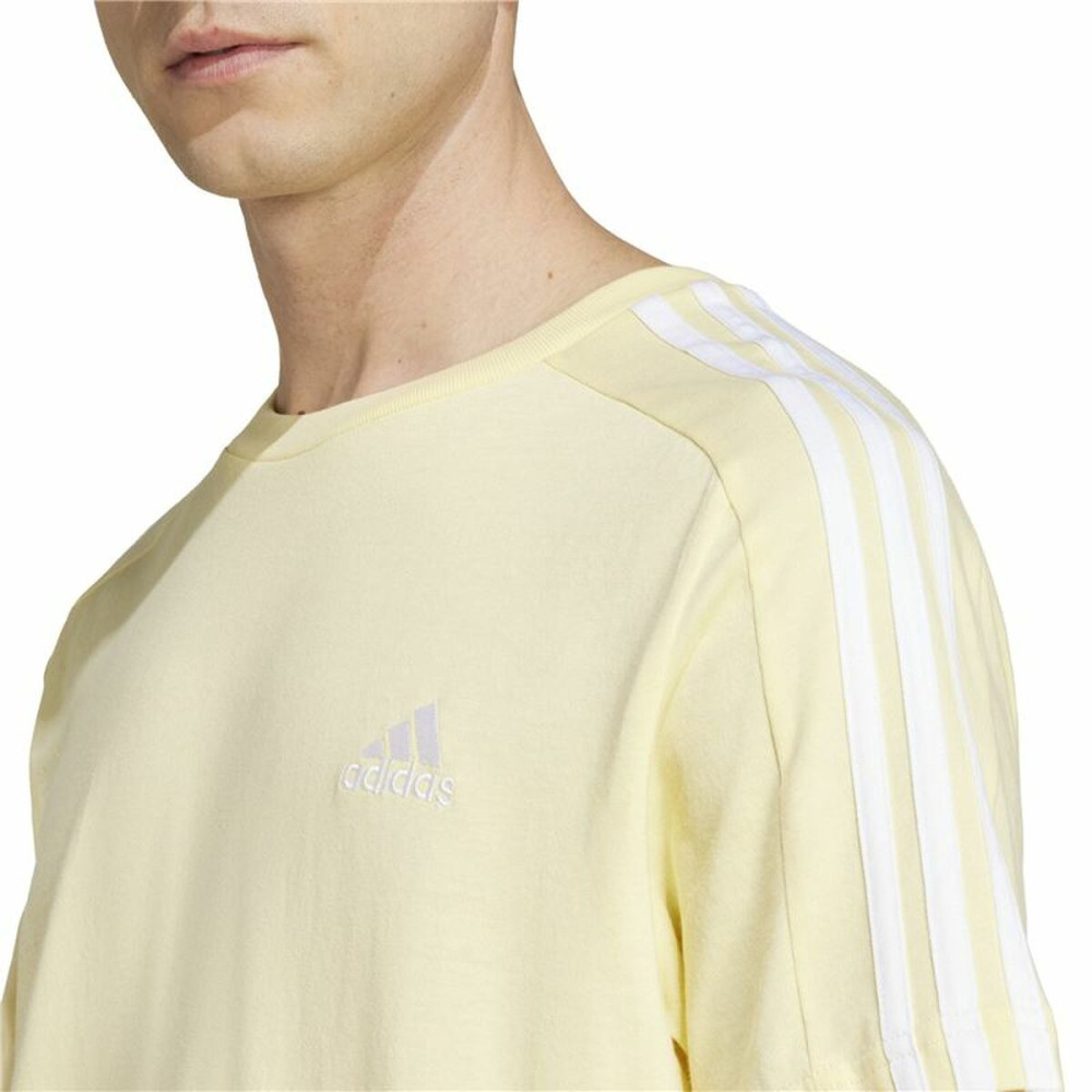 Men’s Short Sleeve T-Shirt Adidas Essentials Single Jersey 3-Stripes Yellow