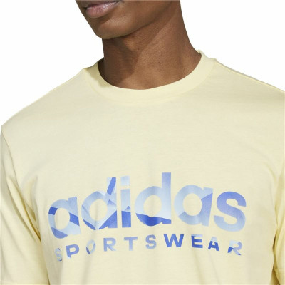 Men’s Short Sleeve T-Shirt Adidas House Of Tiro Summer Linear Graphic Yellow