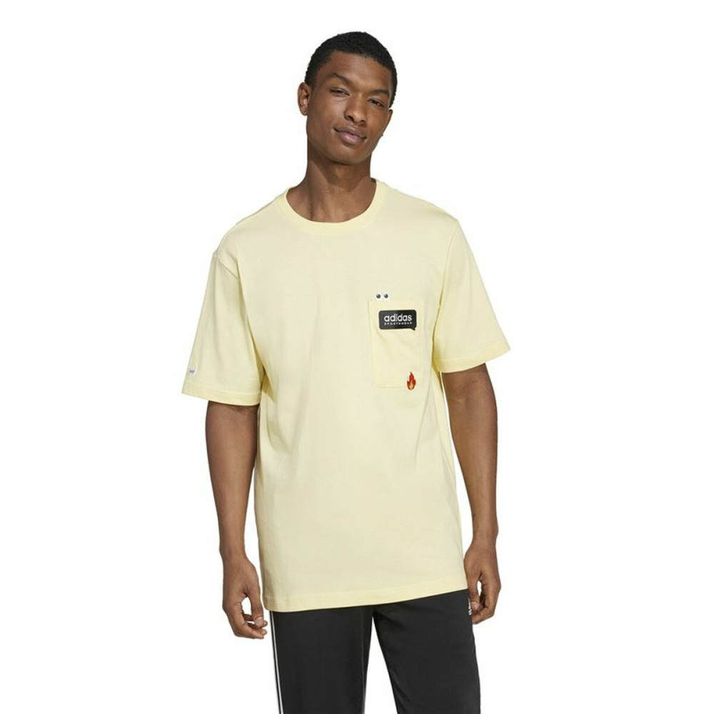 Men’s Short Sleeve T-Shirt Adidas Remoji Pocket Graphic Yellow Golden
