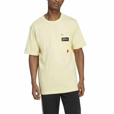 Men’s Short Sleeve T-Shirt Adidas Remoji Pocket Graphic Yellow Golden