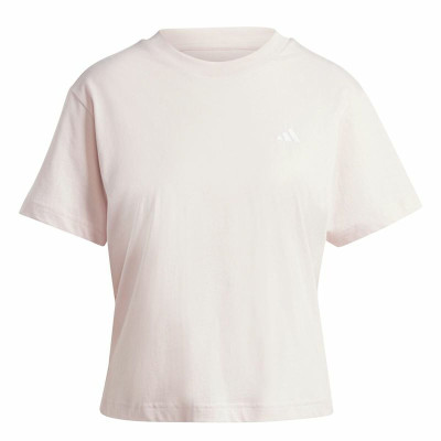 Women’s Short Sleeve T-Shirt Adidas Essentials Small Logo Beige Pink