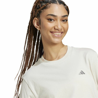 Women’s Short Sleeve T-Shirt Adidas Essentials Small Logo White Beige