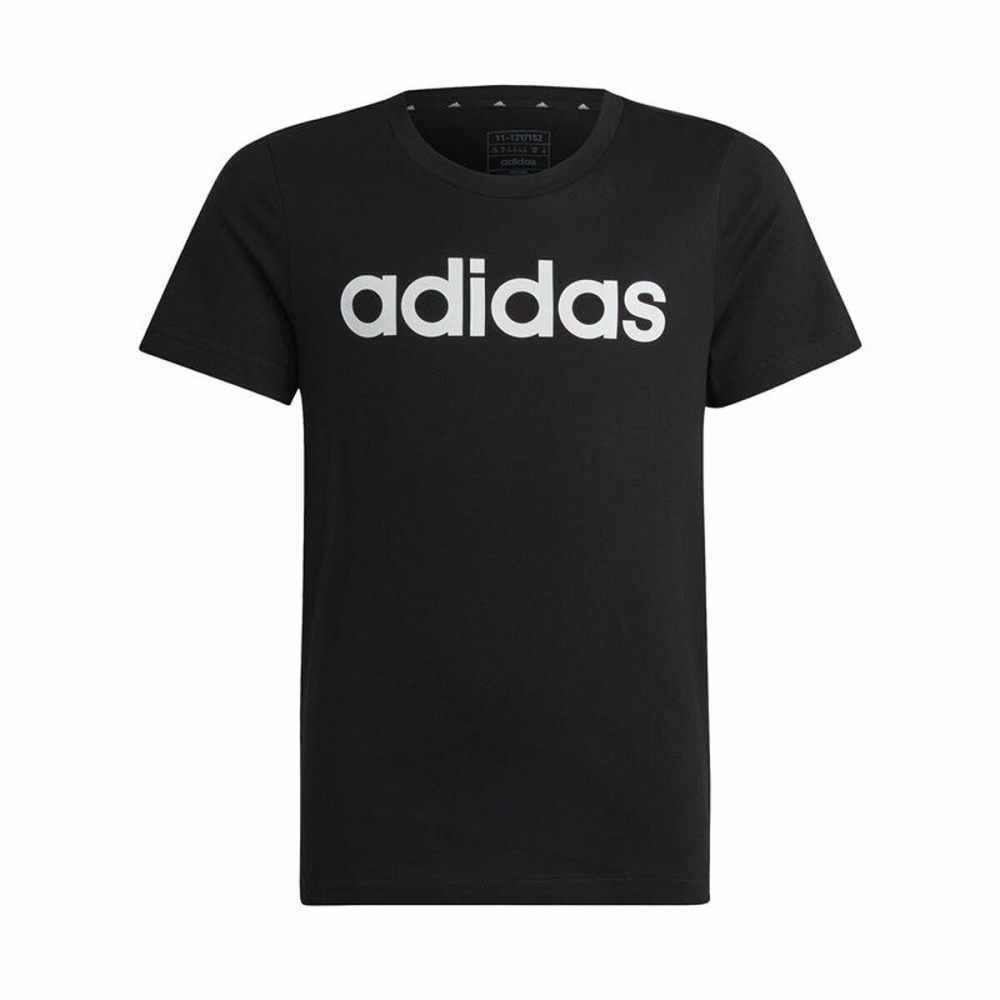Child's Short Sleeve T-Shirt Adidas Essentils Logo Linear Black