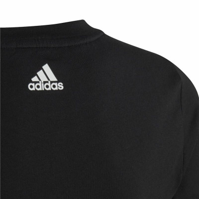 Child's Short Sleeve T-Shirt Adidas Essentils Logo Linear Black