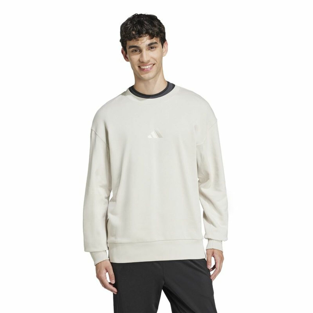 Men’s Sweatshirt without Hood Adidas All Szn French Terry Crew Beige
