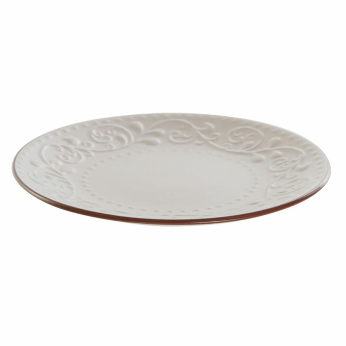 Flat plate DKD Home Decor Beige Brown Stoneware (21 x 21 x 2.5 cm)